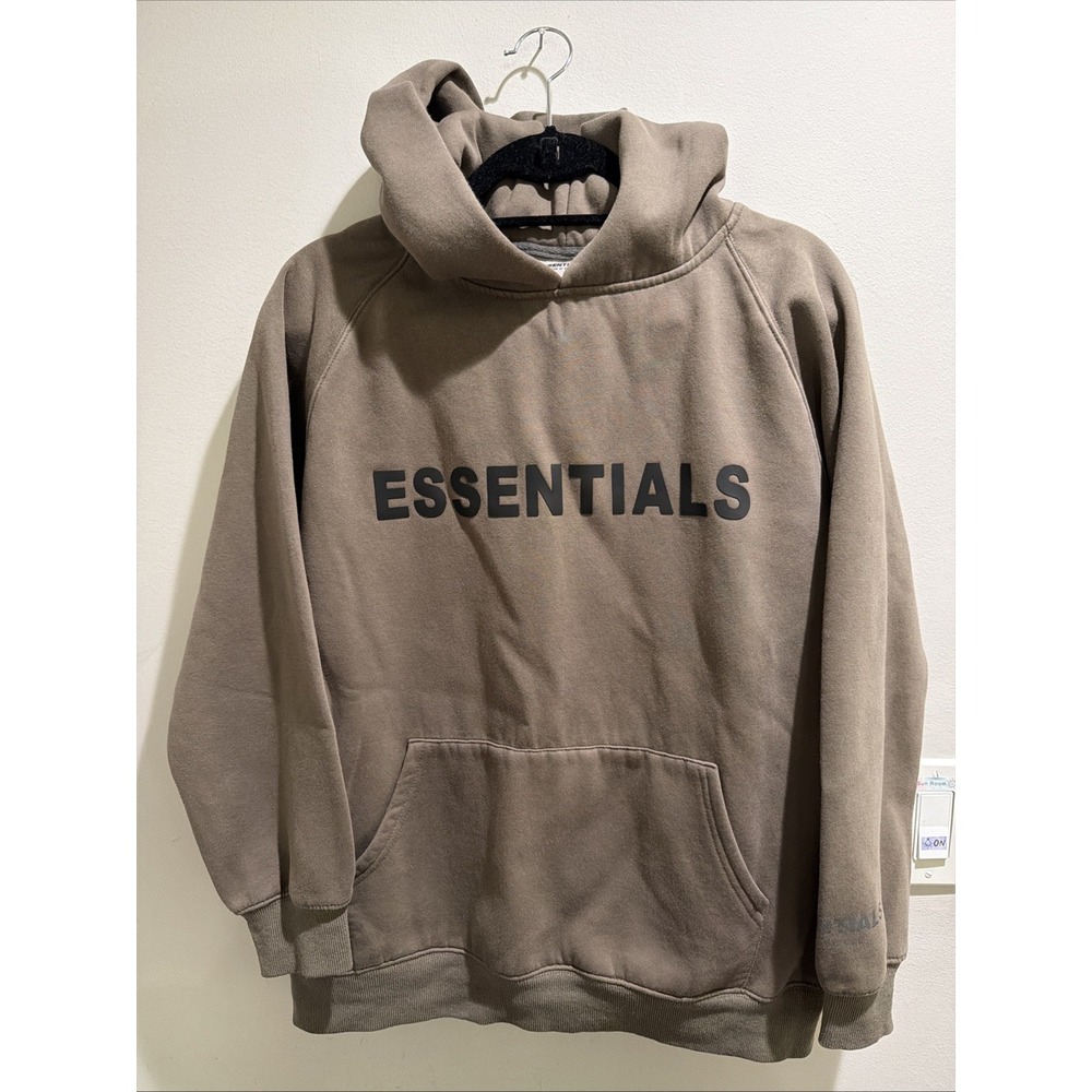 Fear of God ESSENTIALS Hoodie Taupe Beige Large 100% Cotton Sweatshirt FOG